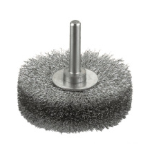 Metal Cleaning Brass Coated Crimped Shaft Wheel Brush